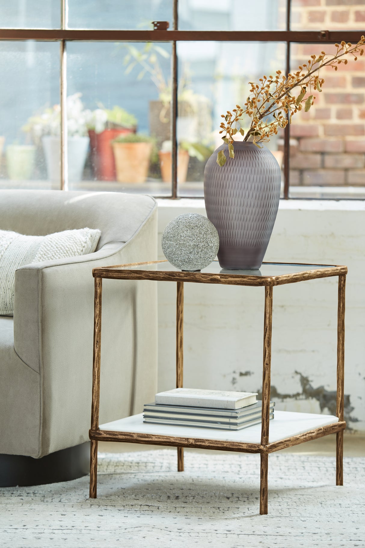 Furniture City Biloxi - Ashley Furniture - Ryandale Accent Table - Accent Table / Antique Brass Finish - A4000442