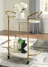 Furniture City Biloxi - Ashley Furniture - Tarica Bar Cart - Bar Cart / Cream/Gold Finish - A4000502