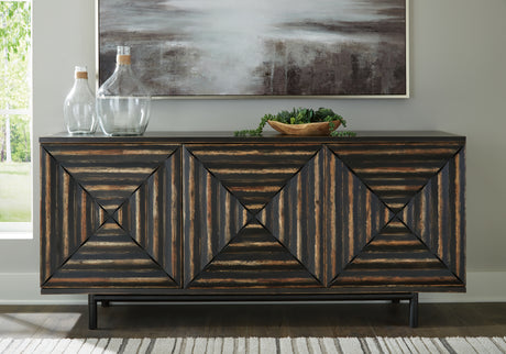 Furniture City Biloxi - Ashley Furniture - Fair Ridge Accent Cabinet - Accent Cabinet / Distressed Black - A4000573