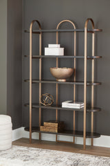 Furniture City Biloxi - Ashley Furniture - Brentmour Bookcase - Bookcase / Brown/Gold Finish - A4000589