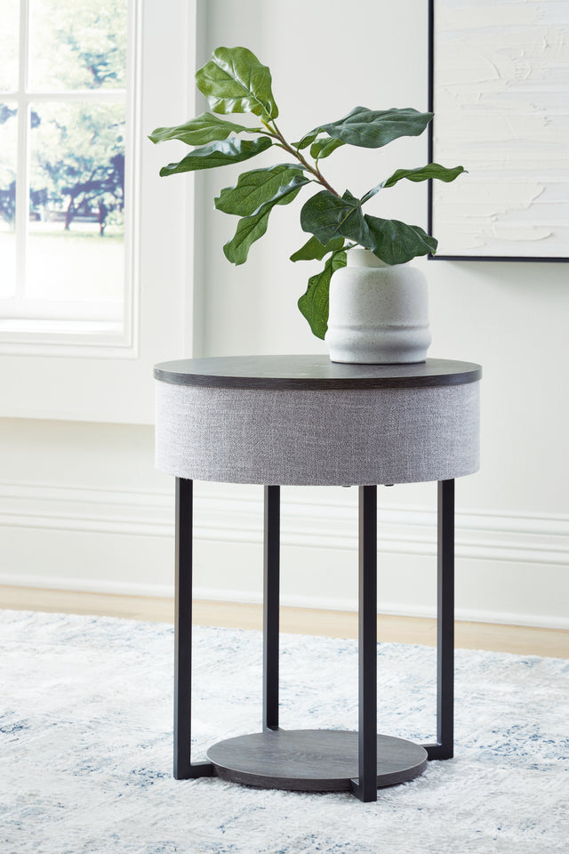 Furniture City Biloxi - Ashley Furniture - Sethlen Accent Table with Speaker - Accent Table with Speaker / Gray/Black - A4000641