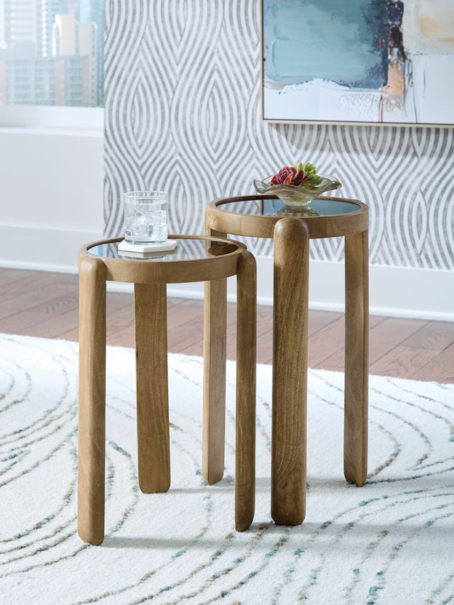 Furniture City Biloxi - Ashley Furniture - Jossor Accent Table (Set of 2) - Accent Table Set (Set of 2) / Light Brown - A4000726