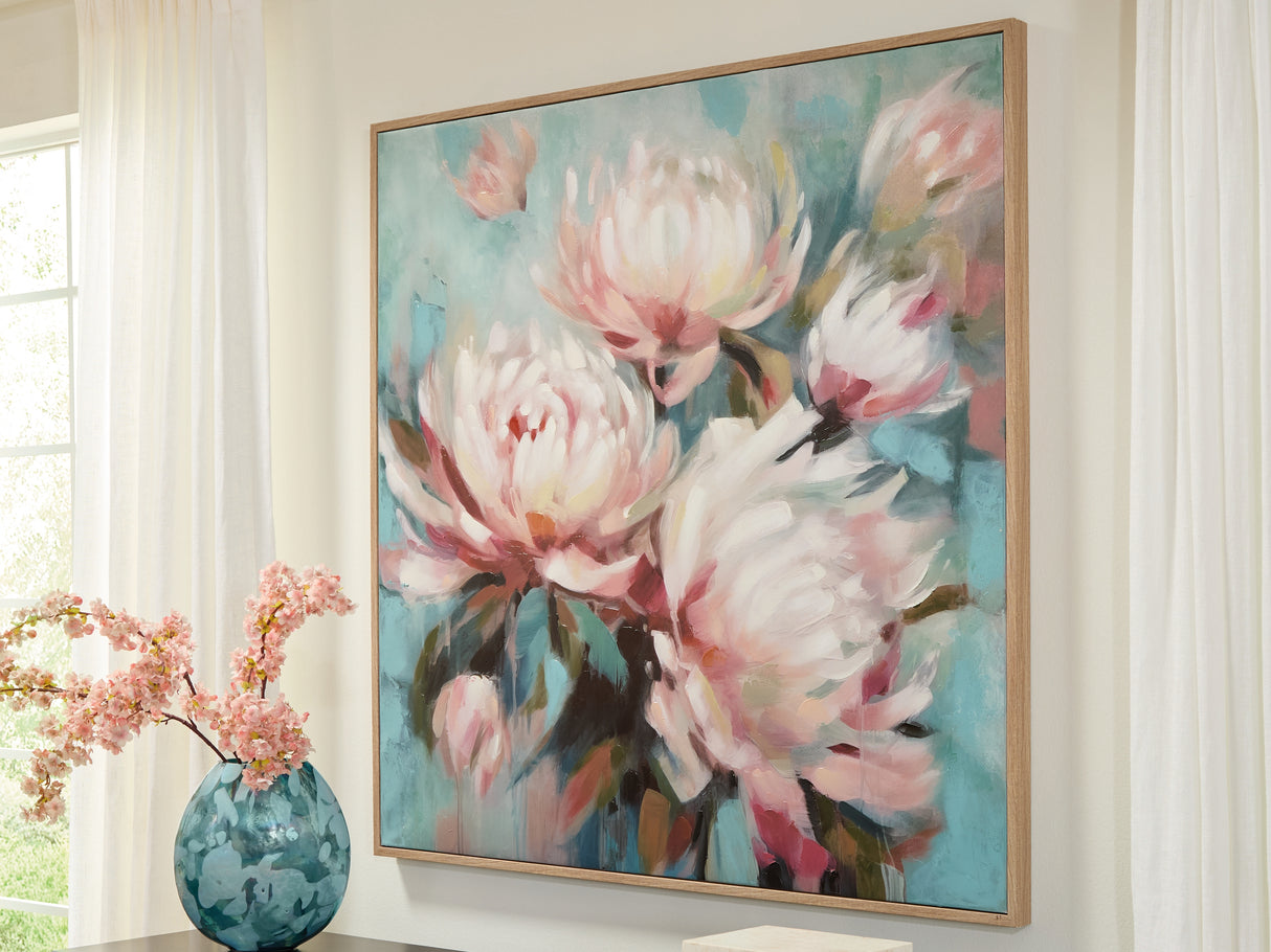 Furniture City Biloxi - Ashley Furniture - Parryville Wall Decor - Wall Art / Aqua/Pink - A8000440