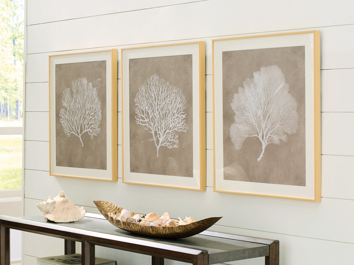 Furniture City Biloxi - Ashley Furniture - Hendridge Wall Decor - Wall Art Set (3/CN) / Taupe/White - A8000486