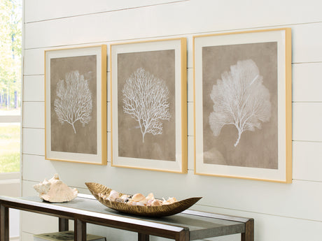 Furniture City Biloxi - Ashley Furniture - Hendridge Wall Decor - Wall Art Set (3/CN) / Taupe/White - A8000486