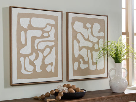 Furniture City Biloxi - Ashley Furniture - Waldett Wall Decor - Wall Art Set (Set of 2) / Beige/White - A8000503