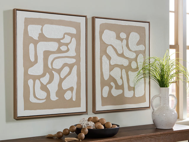 Furniture City Biloxi - Ashley Furniture - Waldett Wall Decor - Wall Art Set (Set of 2) / Beige/White - A8000503