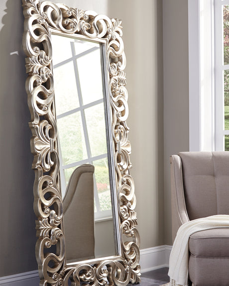 Furniture City Biloxi - Ashley Furniture - Lucia Mirror - Floor Mirror / Antique Silver Finish - A8010123