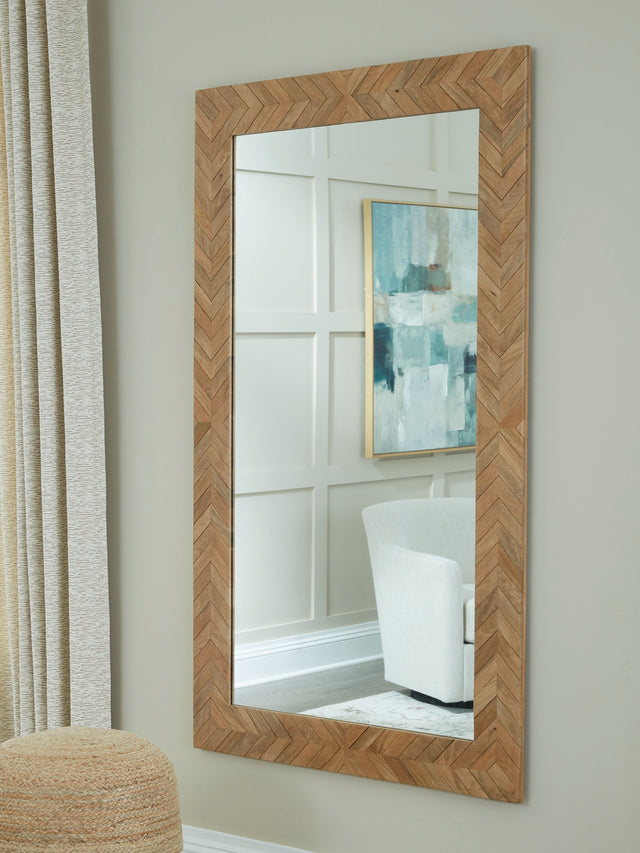 Furniture City Biloxi - Ashley Furniture - Waylane Mirror - Floor Mirror / Brown - A8010347