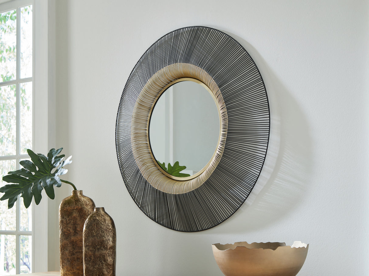 Furniture City Biloxi - Ashley Furniture - Dallmen Mirror - Accent Mirror / Black/Gold Finish - A8010407