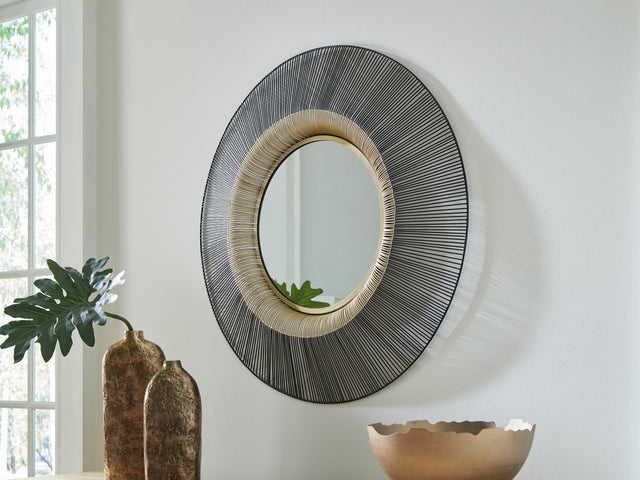 Furniture City Biloxi - Ashley Furniture - Dallmen Mirror - Accent Mirror / Black/Gold Finish - A8010407