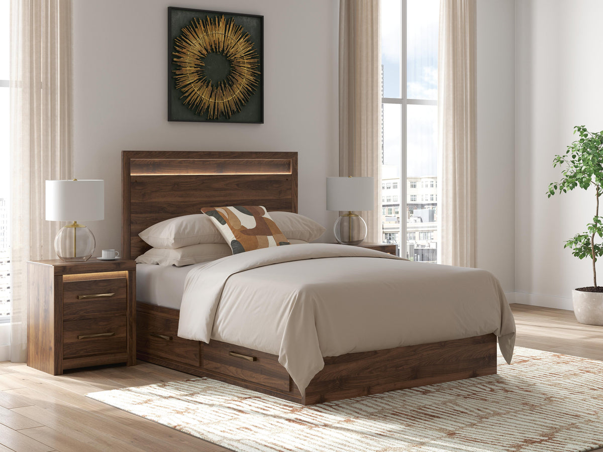Furniture City Biloxi - Ashley Furniture - Janfyn Bedroom - Full Panel Platform Bed with Storage / Brown - PCB1010B16
