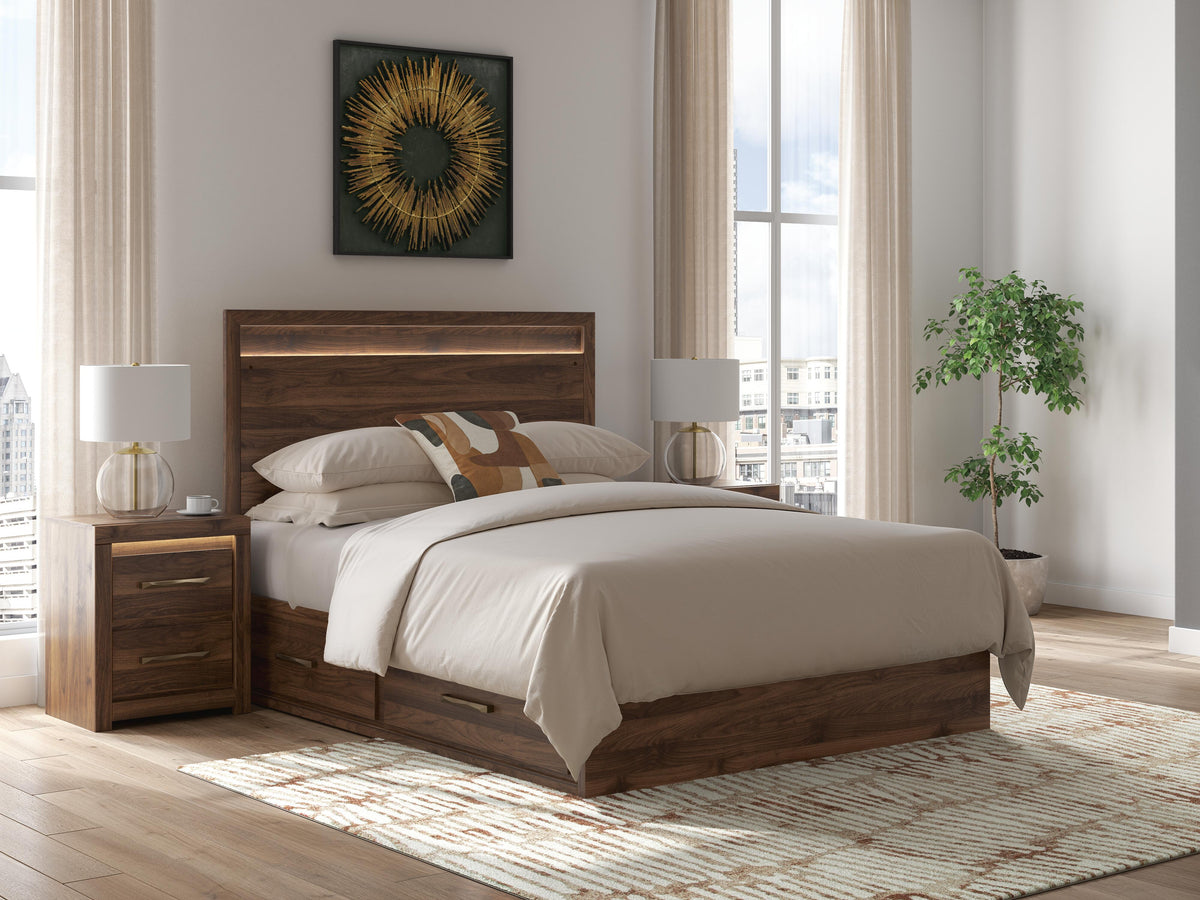 Furniture City Biloxi - Ashley Furniture - Janfyn Bedroom - Queen Panel Bed with Storage / Brown - PCB1010B4