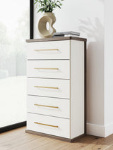 Furniture City Biloxi - Ashley Furniture - Kendanport Bedroom - Five Drawer Chest / Brown/White - PCB1108-46