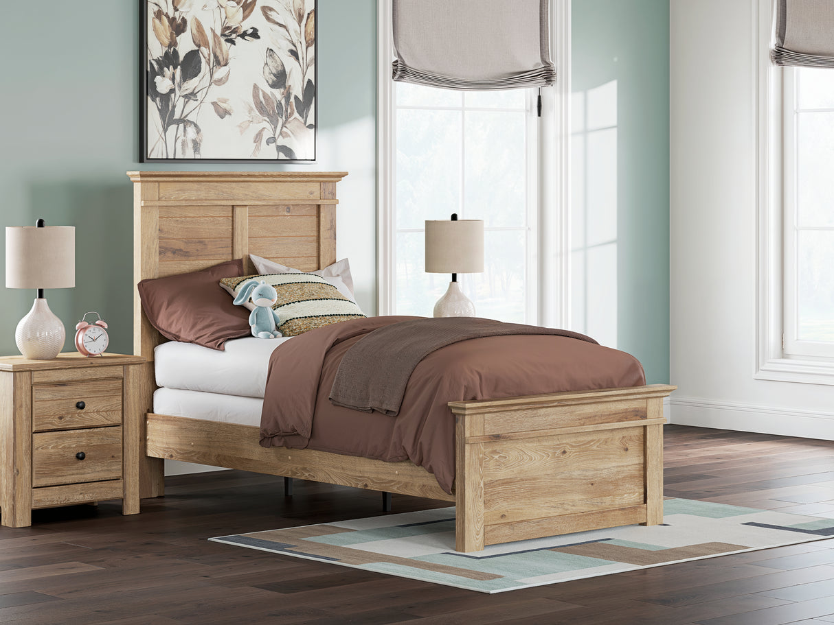 Furniture City Biloxi - Ashley Furniture - Makidern Bedroom - Twin Panel Bed / Tan - PCB1170B18