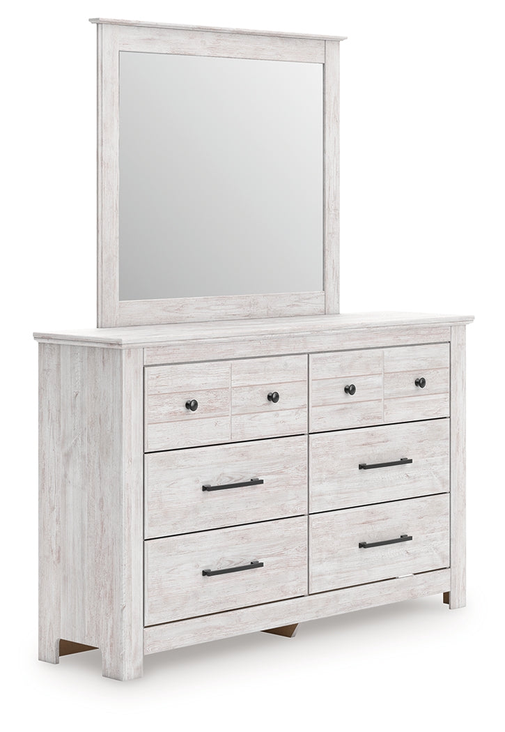 Furniture City Biloxi - Ashley Furniture - Makidern Bedroom - Dresser and Mirror / Whitewash - PCB1171B1