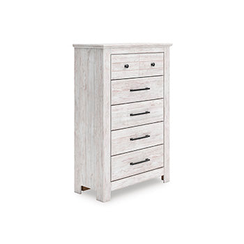 Furniture City Biloxi - Ashley Furniture - Makidern Bedroom - Five Drawer Chest / Whitewash - PCB1171-46