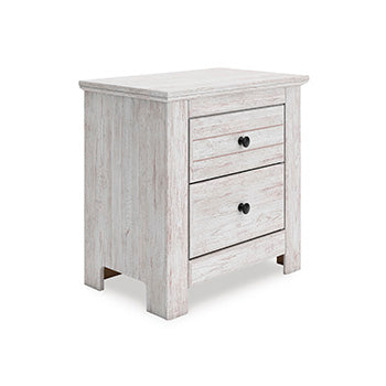 Furniture City Biloxi - Ashley Furniture - Makidern Bedroom - Two Drawer Night Stand / Whitewash - PCB1171-92