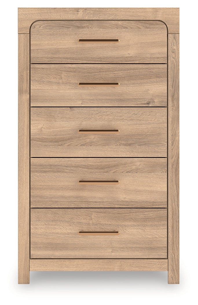 Furniture City Biloxi - Ashley Furniture - Kinlanni Bedroom - Five Drawer Chest / Tan - PCB1360-46