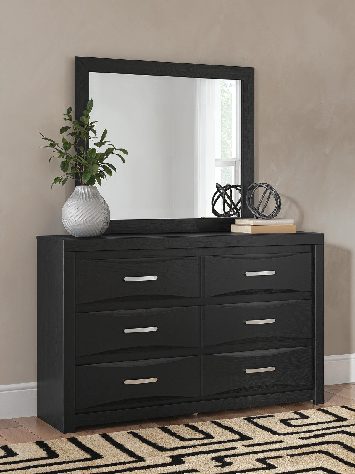 Furniture City Biloxi - Ashley Furniture - Stabotta Bedroom - Dresser and Mirror / Black - PCB1755B1