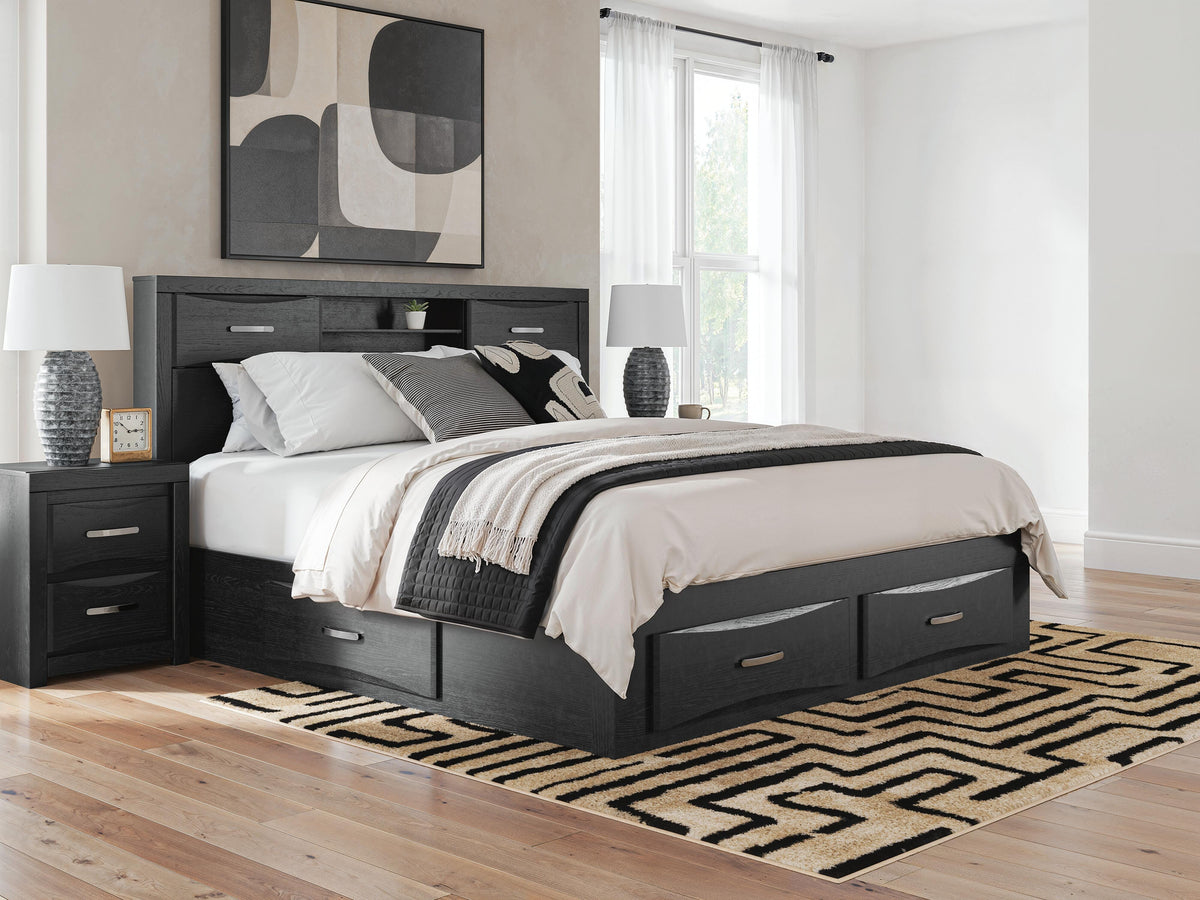 Furniture City Biloxi - Ashley Furniture - Stabotta Bedroom - King Bookcase Bed with Storage / Black - PCB1755B11