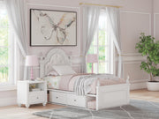 Furniture City Biloxi - Ashley Furniture - Kozlani Bedroom - Twin Upholstered Panel Bed with Storage / White - PCB1819B17