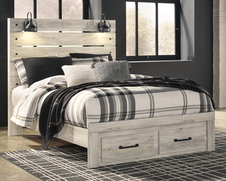 Furniture City Biloxi - Ashley Furniture - Cambeck Bedroom - Twin Panel Bed with 4 Storage Drawers / Whitewash - B192B21