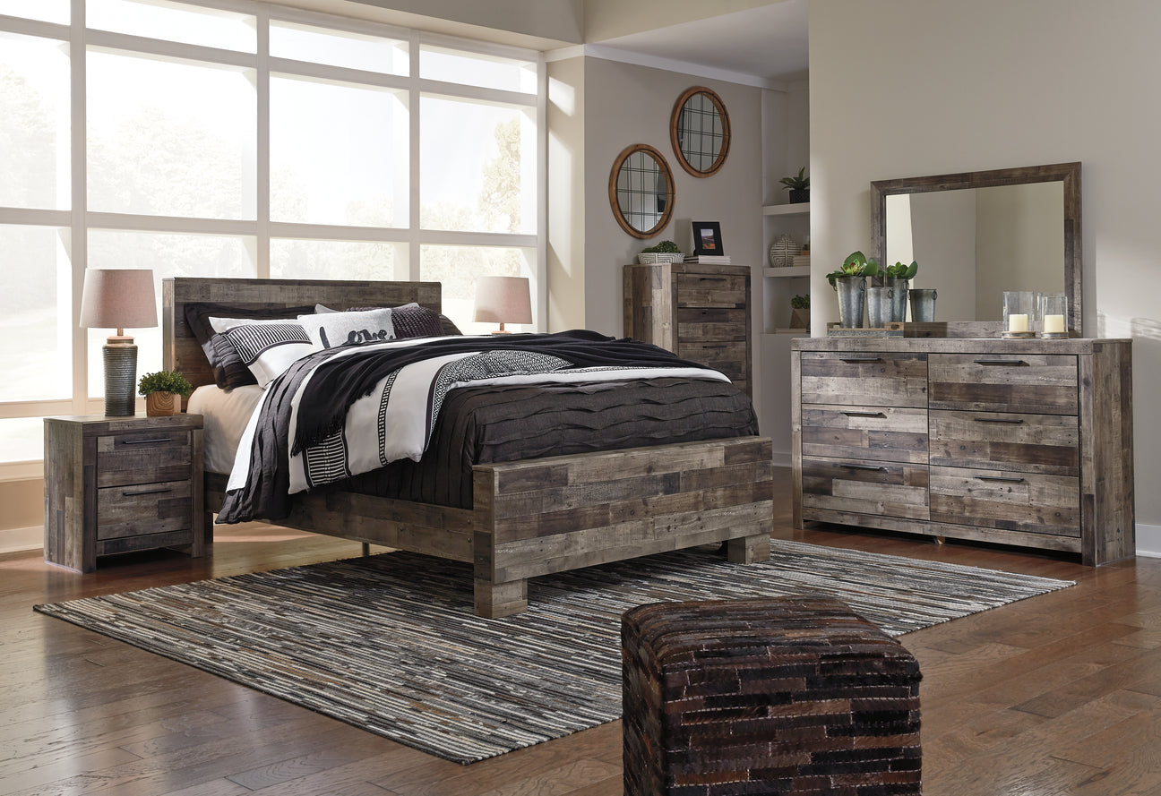 Furniture City Biloxi - Ashley Furniture - Derekson Bedroom - Queen Panel Bed with 6 Storage Drawers / Multi Gray - B200B8