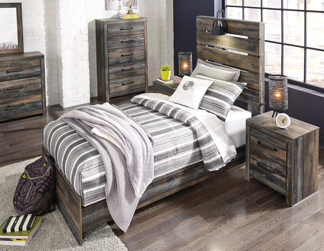 Furniture City Biloxi - Ashley Furniture - Drystan Bedroom - King Bookcase Bed with 2 Storage Drawers / Multi - B211B27