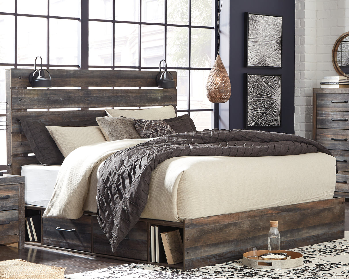 Furniture City Biloxi - Ashley Furniture - Drystan Bedroom - King Panel Bed with 4 Storage Drawers / Multi - B211B54