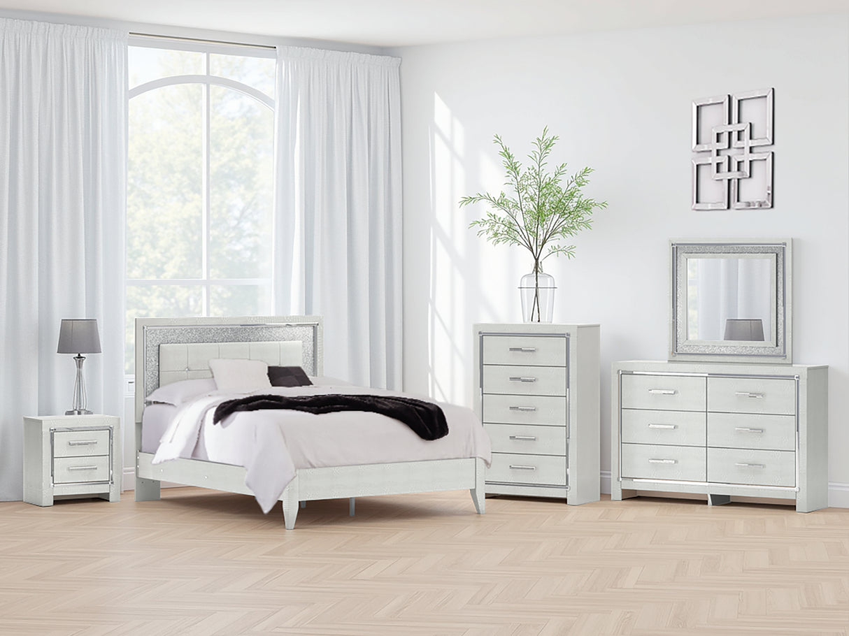 Furniture City Biloxi - Ashley Furniture - Zyniden Bedroom - Queen Upholstered Panel Bed / Silver - B2114B2