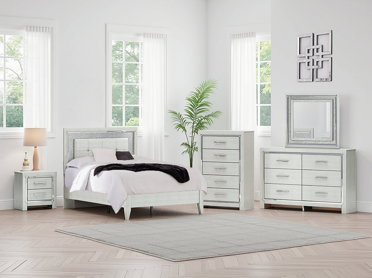 Furniture City Biloxi - Ashley Furniture - Zyniden Bedroom - Five Drawer Chest / Silver - B2114-46