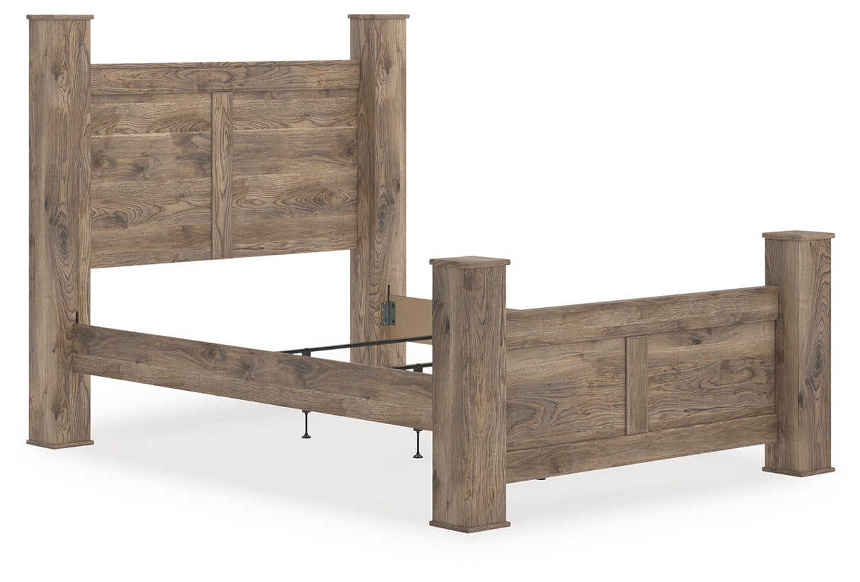 Furniture City Biloxi - Ashley Furniture - Rusticott Bedroom - Queen Poster Bed / Brown - PCB2260B4
