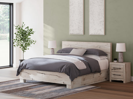 Furniture City Biloxi - Ashley Furniture - Lawroy Bedroom - Full Panel Bed with Storage / Light Natural - B2310B43