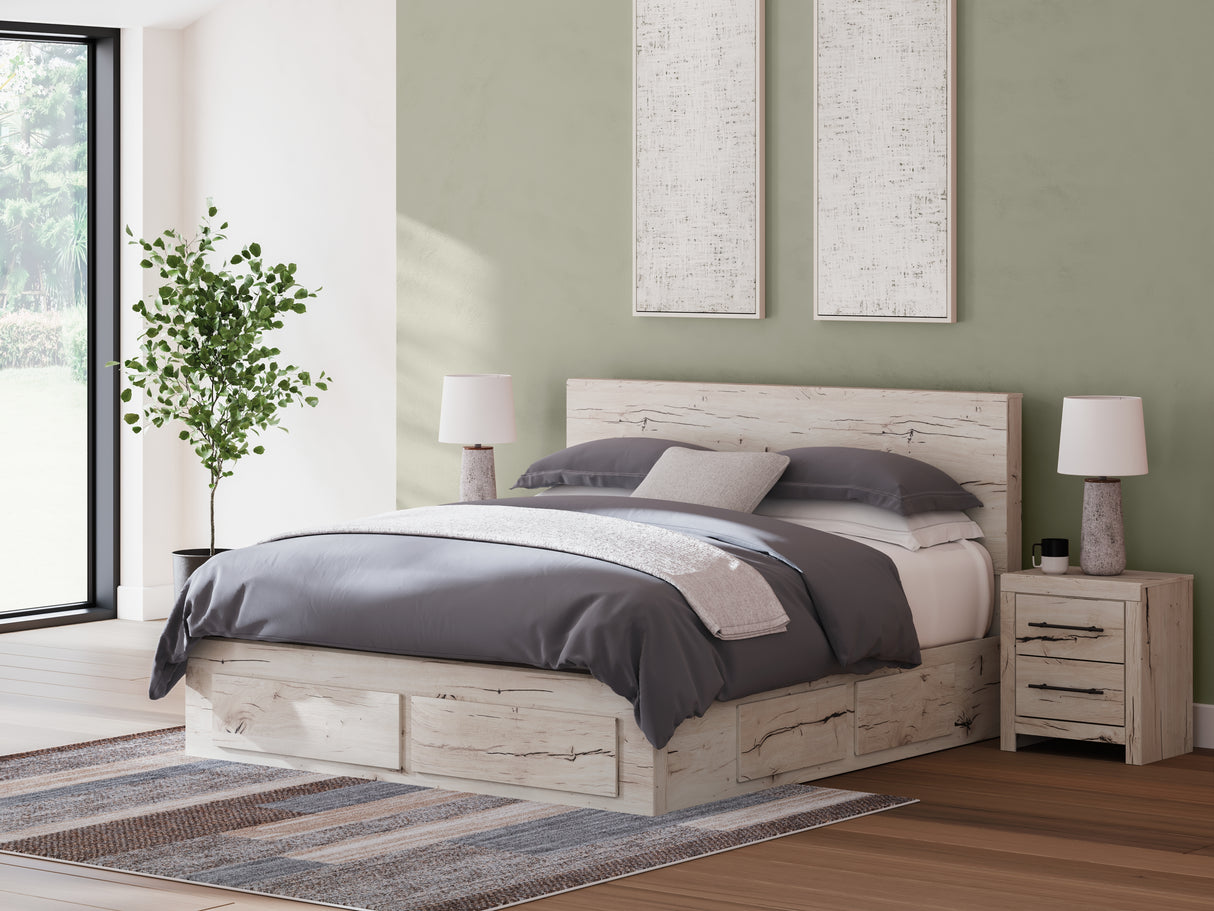 Furniture City Biloxi - Ashley Furniture - Lawroy Bedroom - King Panel Storage Bed / Light Natural - B2310B14