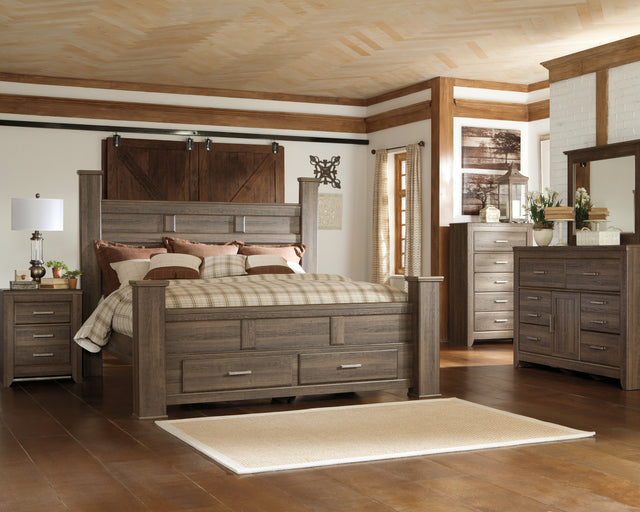 Furniture City Biloxi - Ashley Furniture - Juararo Bedroom - Queen Poster Bed / Dark Brown - B251B3