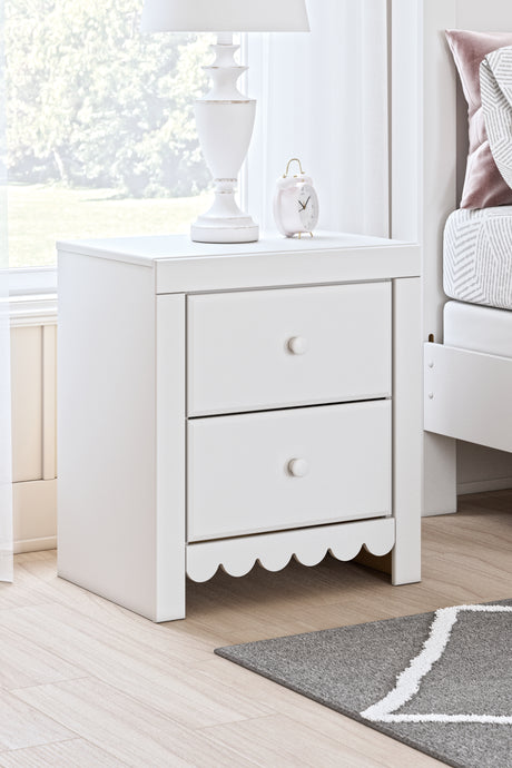 Furniture City Biloxi - Ashley Furniture - Mollviney Bedroom - Two Drawer Night Stand / White - B2540-92