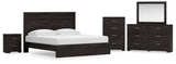 Furniture City Biloxi - Ashley Furniture - Belachime King Panel Bed, Dresser, Mirror, Chest and Nightstand - King Panel Bed, Dresser, Mirror, Chest and Nightstand - B2589B20