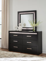 Furniture City Biloxi - Ashley Furniture - Shoralli Bedroom - Dresser and Mirror / Black - B2611B1