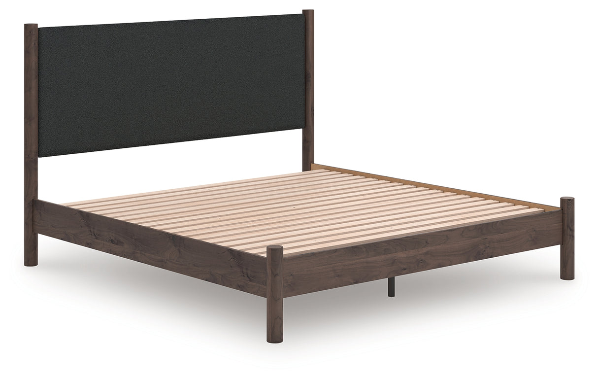 Furniture City Biloxi - Ashley Furniture - Pamytta Bedroom - King Upholstered Panel Platform Bed / Brown - PCB2614B28