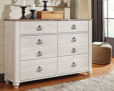Furniture City Biloxi - Ashley Furniture - Willowton Bedroom - California King Panel Bed / Whitewash - B267B28