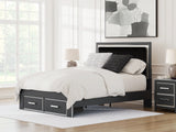 Furniture City Biloxi - Ashley Furniture - Zuraleus Bedroom - Queen Upholstered Panel Storage Bed / Black - PCB3380B4