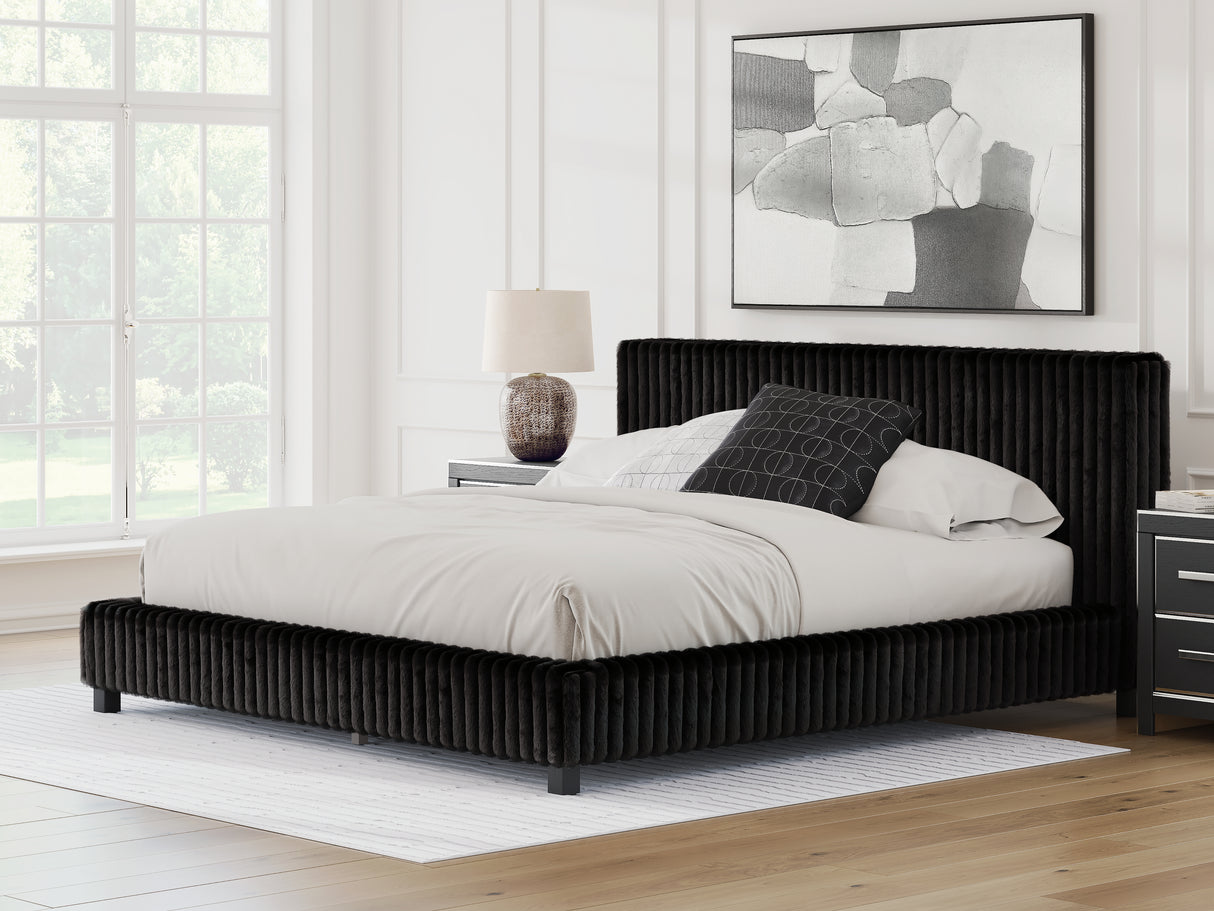 Furniture City Biloxi - Ashley Furniture - Zuraleus Bedroom - King Upholstered Bed / Black - PCB3380B13