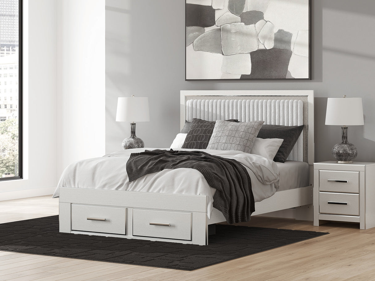 Furniture City Biloxi - Ashley Furniture - Zuraleus Bedroom - Queen Upholstered Panel Storage Bed / White - PCB3381B4