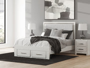 Furniture City Biloxi - Ashley Furniture - Zuraleus Bedroom - Queen Upholstered Panel Storage Bed / White - PCB3381B4