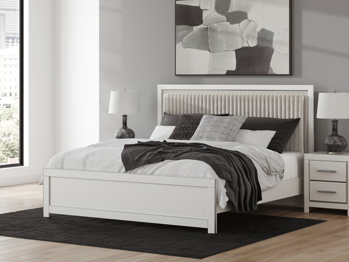 Furniture City Biloxi - Ashley Furniture - Zuraleus Bedroom - King Upholstered Panel Platform Bed / White - PCB3381B8
