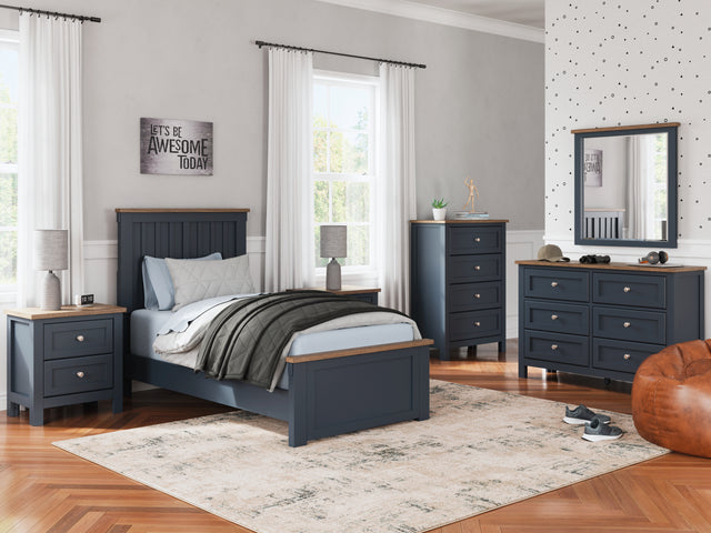 Furniture City Biloxi - Ashley Furniture - Landocken Bedroom - Twin Panel Bed / Brown/Blue - B414B2