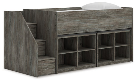 Furniture City Biloxi - Ashley Furniture - Frandern Twin Loft Bed with Bookcase Storage - Twin Loft Bed with Bookcase Storage / Warm Gray - B4480B25