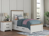 Furniture City Biloxi - Ashley Furniture - Savonport Bedroom - Twin Panel Bed with Storage / White/Brown - B4615B18