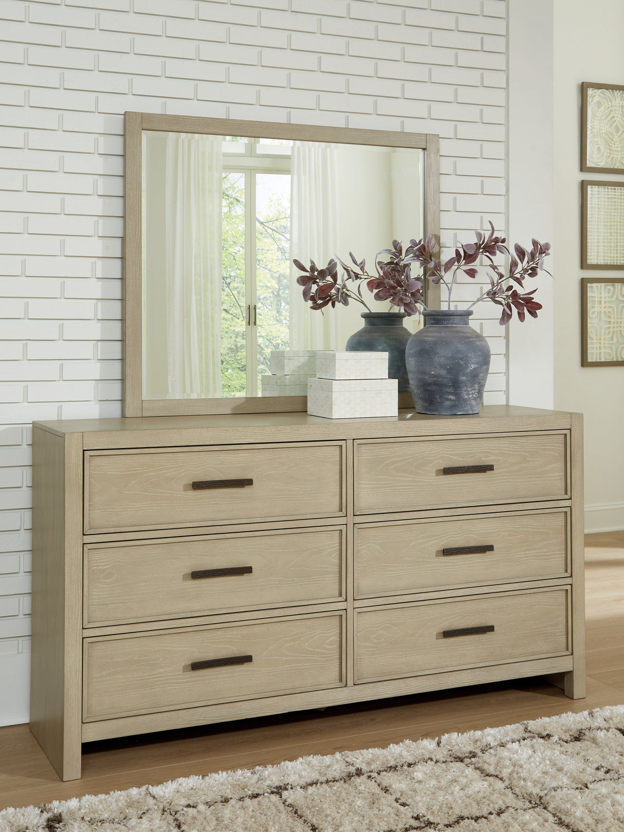 Furniture City Biloxi - Ashley Furniture - Calmoro Bedroom - Dresser and Mirror / Gray - B602B1
